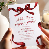 Invitation Red Bow Surprise Adulte fête d'anniversaire