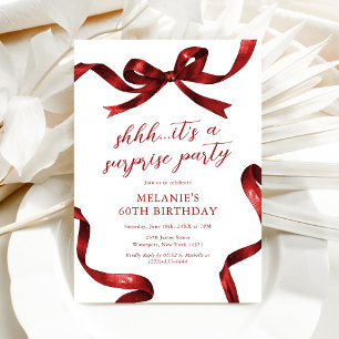 Invitation Red Bow Surprise Adulte fête d'anniversaire