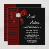 Invitation Red Bow Sweet 16 Anniversaire (Devant / Derrière)