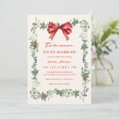 Invitation Red Bow Tis The Season To Be Married Bridal Shower (Debout devant)