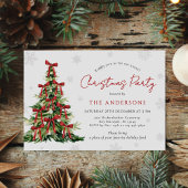 Invitation Red Bow Traditional Tree Christmas Party