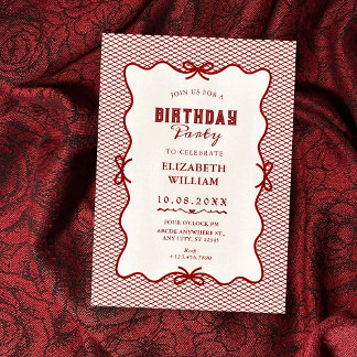 Invitation Red bow vintage