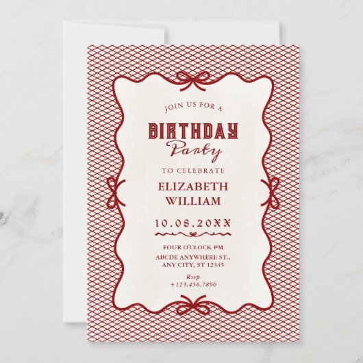 Invitation Red bow vintage (Devant)