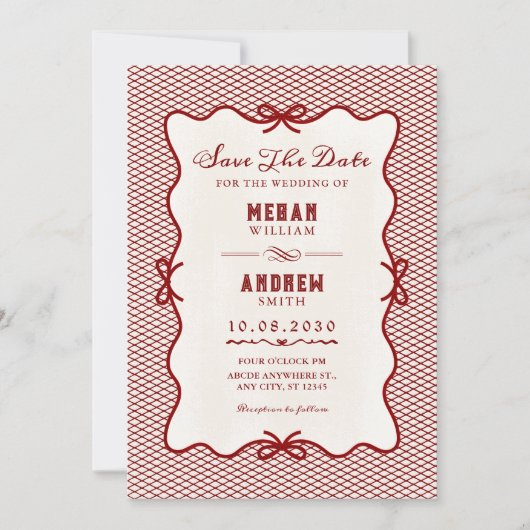 Invitation Red bow wedding  (Devant)