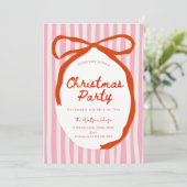 Invitation Red bow Whimsical Hand Drawn Christmas  (Debout devant)