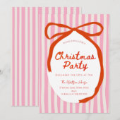 Invitation Red bow Whimsical Hand Drawn Christmas  (Devant / Derrière)
