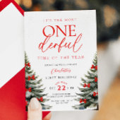 Invitation Red Bow Winter Onerderland 1er anniversaire