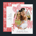 Invitation Red Bows Photo Message Graduation Announcement<br><div class="desc">This coquette graduation announcement features your photo surrounded by a hand-drawn red bows. The reverse side features your message on a red background with a bow pattern. Personalize it for your needs. You can find matching products at my store.</div>