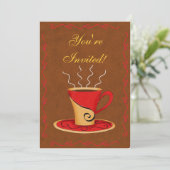 Invitation Red & Brown Customisé Coffee Cup Event (Debout devant)