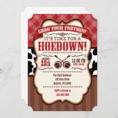 Invitation Red Brown Hoedown Party (Devant / Derrière)
