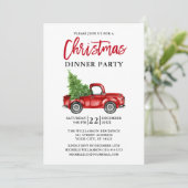 Invitation Red Brush Script Camion Noël Party Rouge (Debout devant)