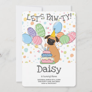 Invitation Red Brussels Griffon Chien fête d'anniversaire