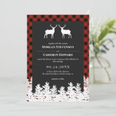 Invitation Red Buffalo Check Rustic Deer Bucks Mariage (Debout devant)