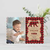 Invitation Red Buffalo Lumberjack Photo Anniversaire (Debout devant)