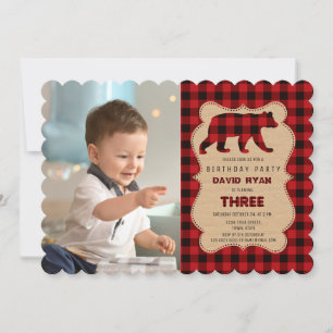 Invitation Red Buffalo Lumberjack Photo Anniversaire