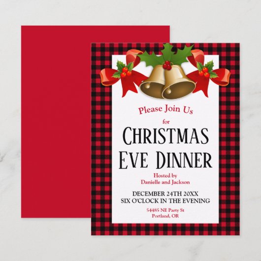 Invitation Red Buffalo Plaid (Devant / Derrière)