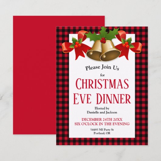 Invitation Red Buffalo Plaid (Devant / Derrière)