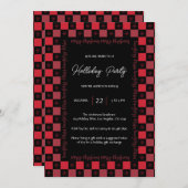 Invitation Red Buffalo Plaid Noël Fête moderne (Devant / Derrière)
