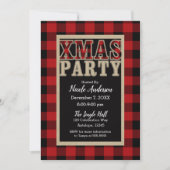 Invitation Red Buffalo Plaid Russe XMAS Christmas Party (Devant)