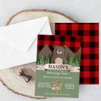 Red Buffalo Plaid Wilderness Bear Anniversaire