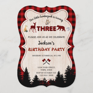 Invitation Red Buffalo Woodland Animaux Garçon 3e anniversair