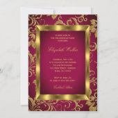 Invitation Red Burgundy Gold Photo fête d'anniversaire (Dos)