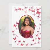 Invitation Red Butterflies Elegant Dress 18th Birthday Debut (Dos)