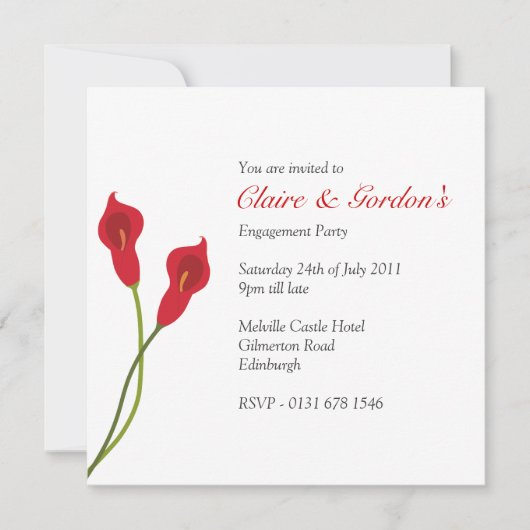 Invitation Red Calla Lilies - Blanc (Devant)