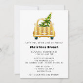 Invitation Red Car Noël Brunch Diner Arbre Or Brown (Devant)