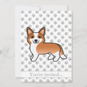 Invitation Red Cardigan Welsh Corgi Chien fête d'anniversaire (Devant)