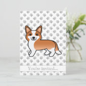 Invitation Red Cardigan Welsh Corgi Chien fête d'anniversaire (Debout devant)