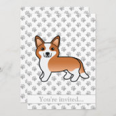 Invitation Red Cardigan Welsh Corgi Chien fête d'anniversaire (Devant / Derrière)