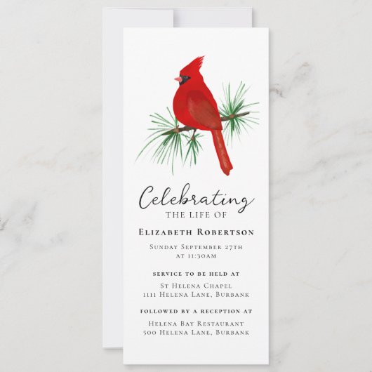 Invitation Red Cardinal Bird Funeral Digital Evite (Devant)