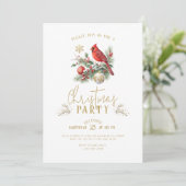 Invitation Red Cardinal Christmas Holly Bouquet Party Invite (Debout devant)