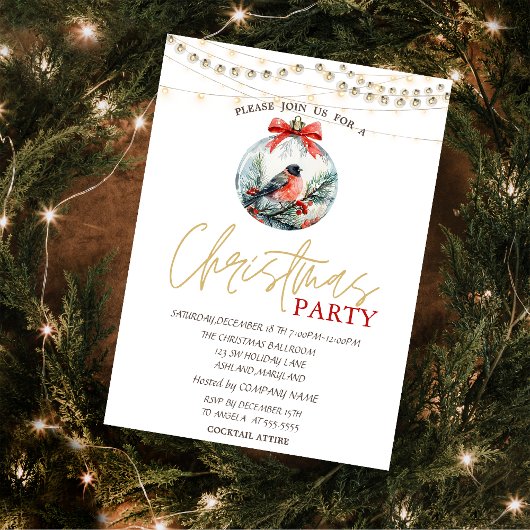 Invitation Red Cardinal Stars String Lights Red Christmas