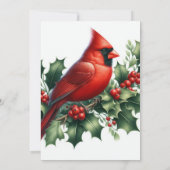 Invitation Red Cardinal with Holly Christmas Open House (Dos)