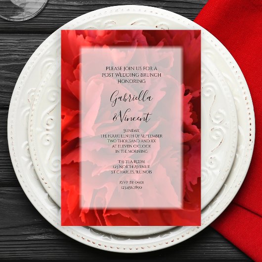 Invitation Red Carnation Floral Post Mariage Brunch