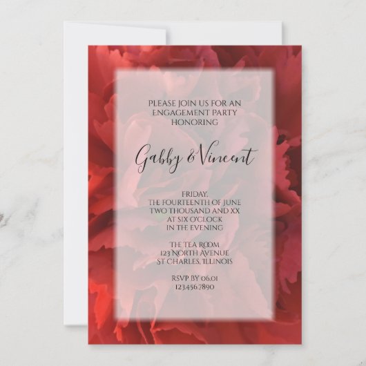 Invitation Red Carnation Florale (Devant)