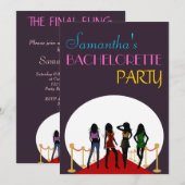Invitation Red Carpet Bachelorette Party Purple Hens Invitati (Devant / Derrière)