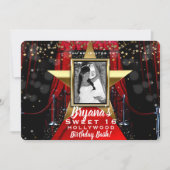 Invitation Red Carpet Hollywood Gold Stars (Devant)