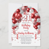 Invitation Red Celebration Balloons 21e fête d'anniversaire (Devant)