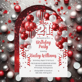 Invitation Red Celebration Balloons 21e fête d'anniversaire