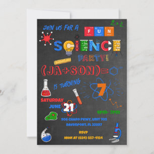 Invitation Red Chalkboard Science