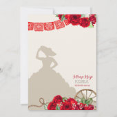 Invitation Red Charro Quinceanera Papel Picado Roses occident (Dos)