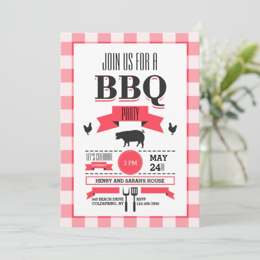 Invitation Red Check BBQ (Debout devant)