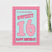 Invitation Red Check Polkas Sweet 16e anniversaire grand-fill (Devant)