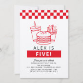 Invitation Red Checker Hamburger Boy Birthday (Devant)