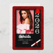 Invitation Red Cheetah Print Class of 2025 Graduation Invitat (Devant / Derrière)