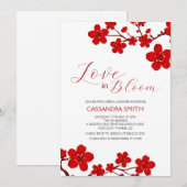 Invitation Red Cherry Blossom Amour Dans La Fête des mariées  (Devant / Derrière)