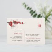 Invitation Red Cherry Blossoms Chic Asian Wedding Réception (Debout devant)